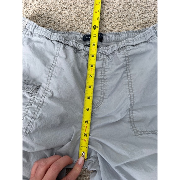 Aeropostale Gray Parachute Cargo Pants Cotton Drawstring Jogger Pockets size S - Picture 5 of 9